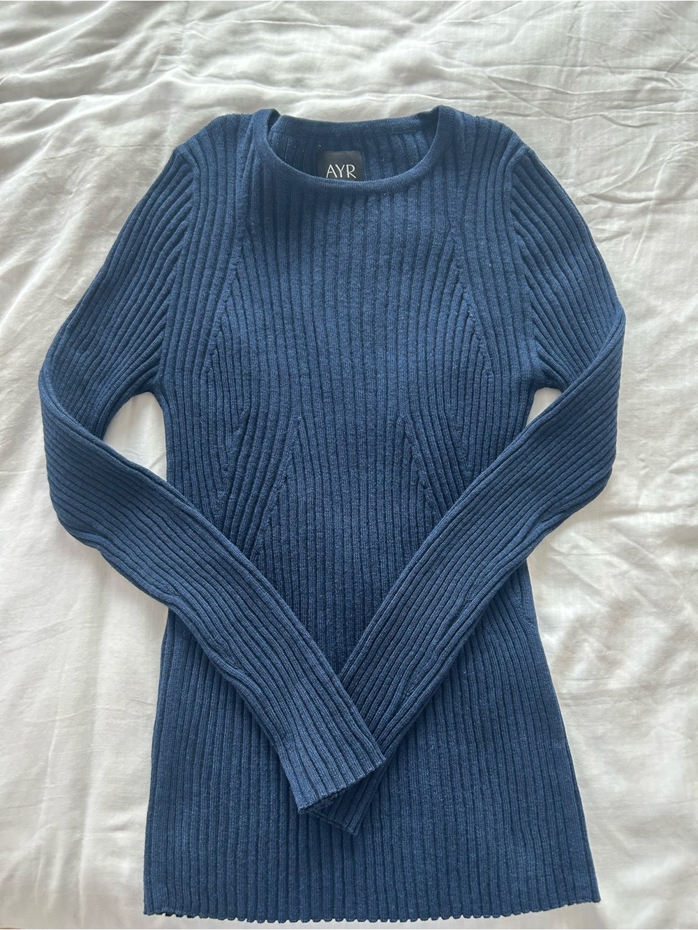 AYR Deep Navy Ribbed Scoop-Neck Sweater